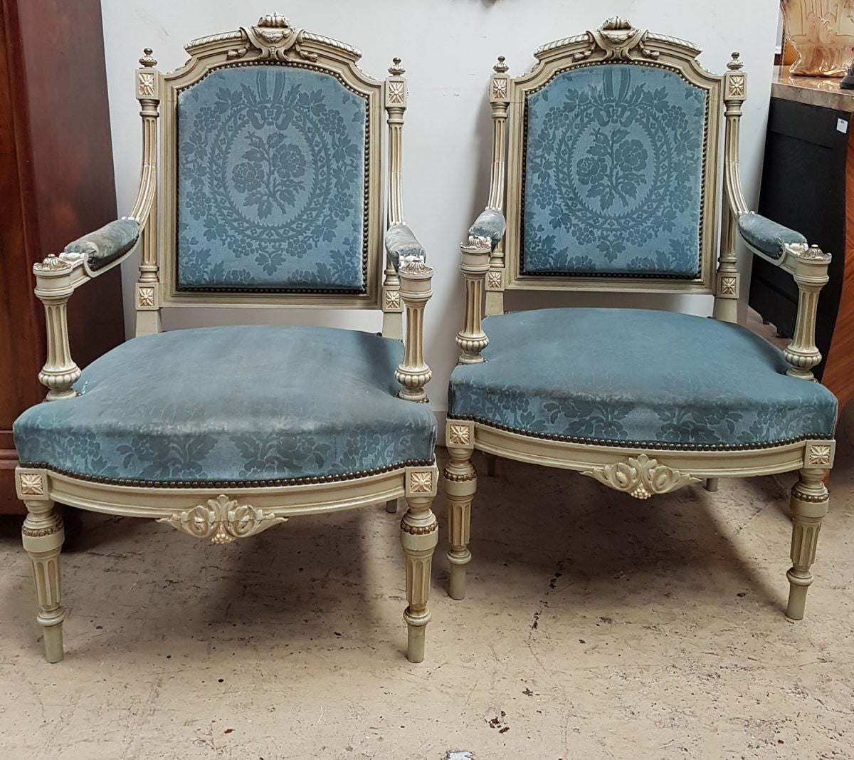 Pair of French Louis XVI Style Fauteuils