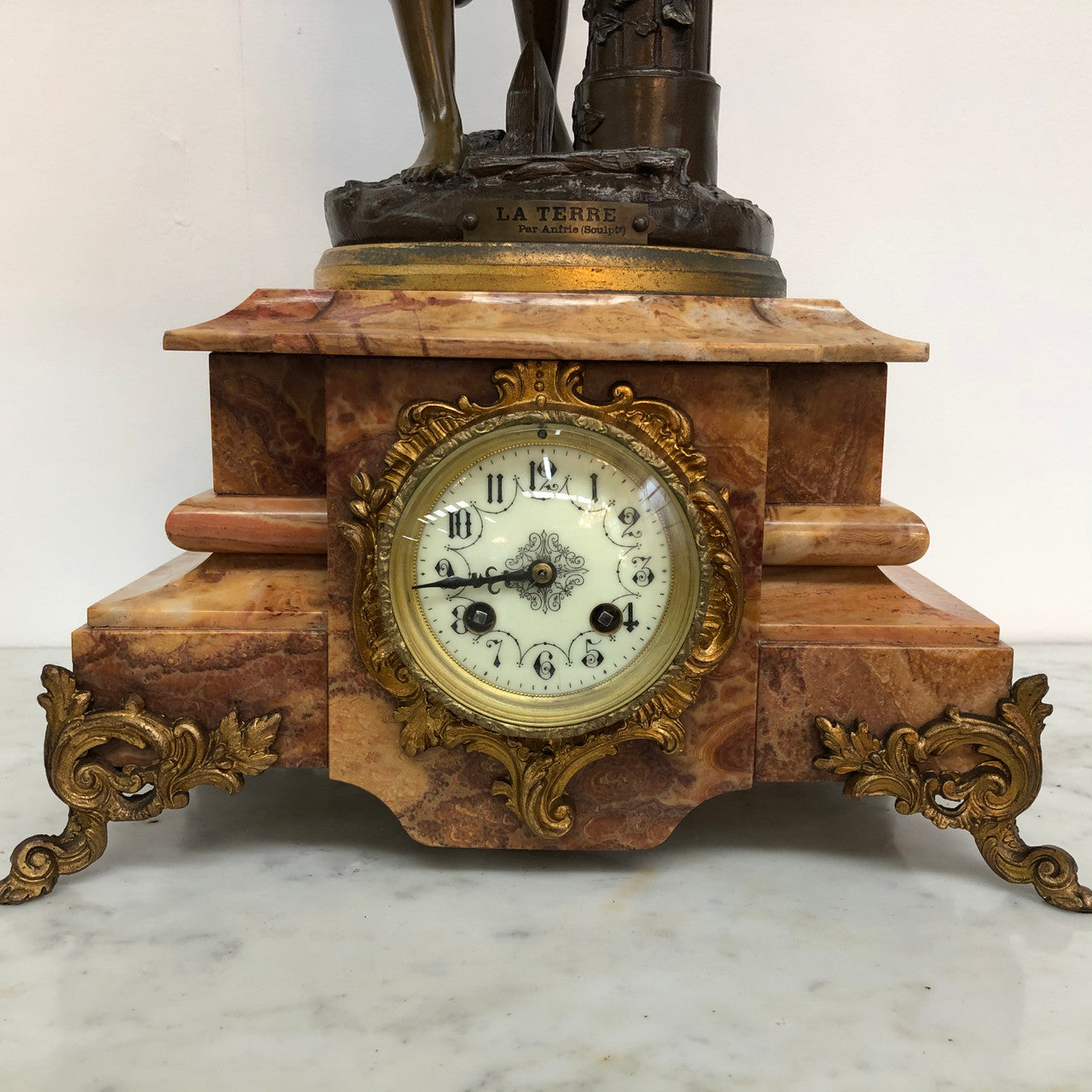 Rare "Adolphe Mougin", Figural Clock ‘La Terre‘ with World Globe