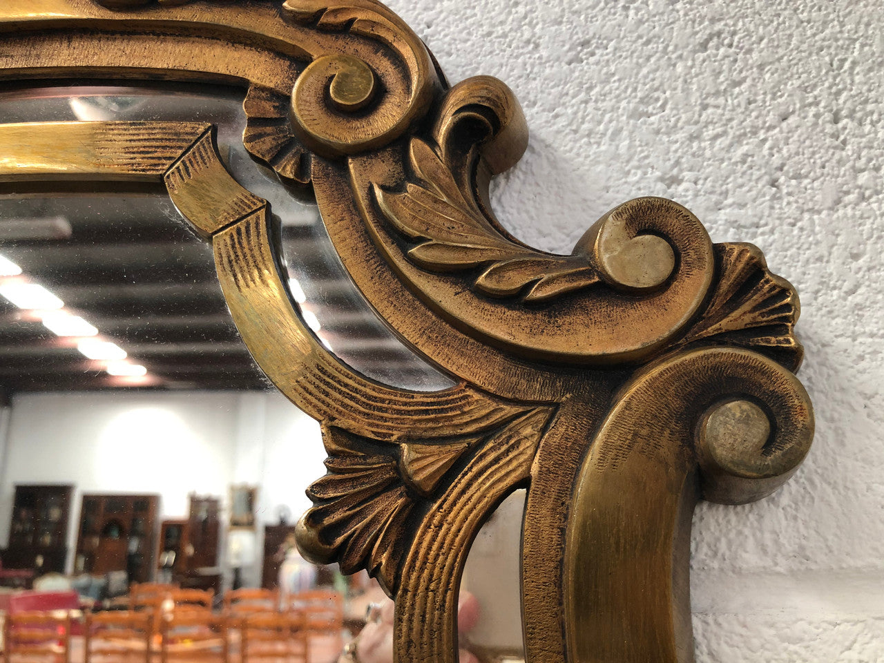 Ornate French Style Gilt Mirror Beveled Edge Glass