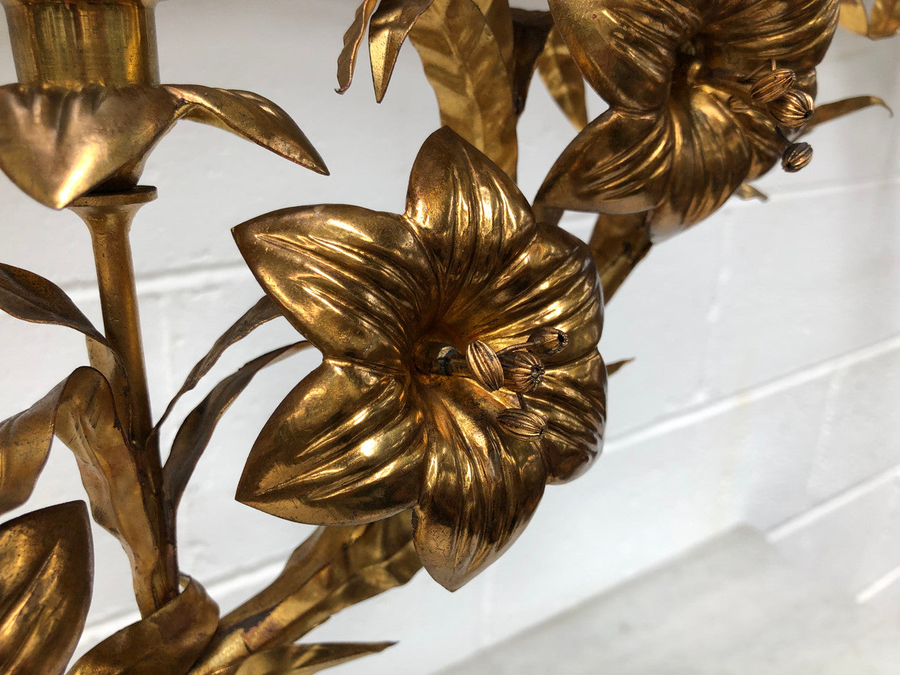 Fabulous & Highly Decorative Set Of Three French Brass Candelabras