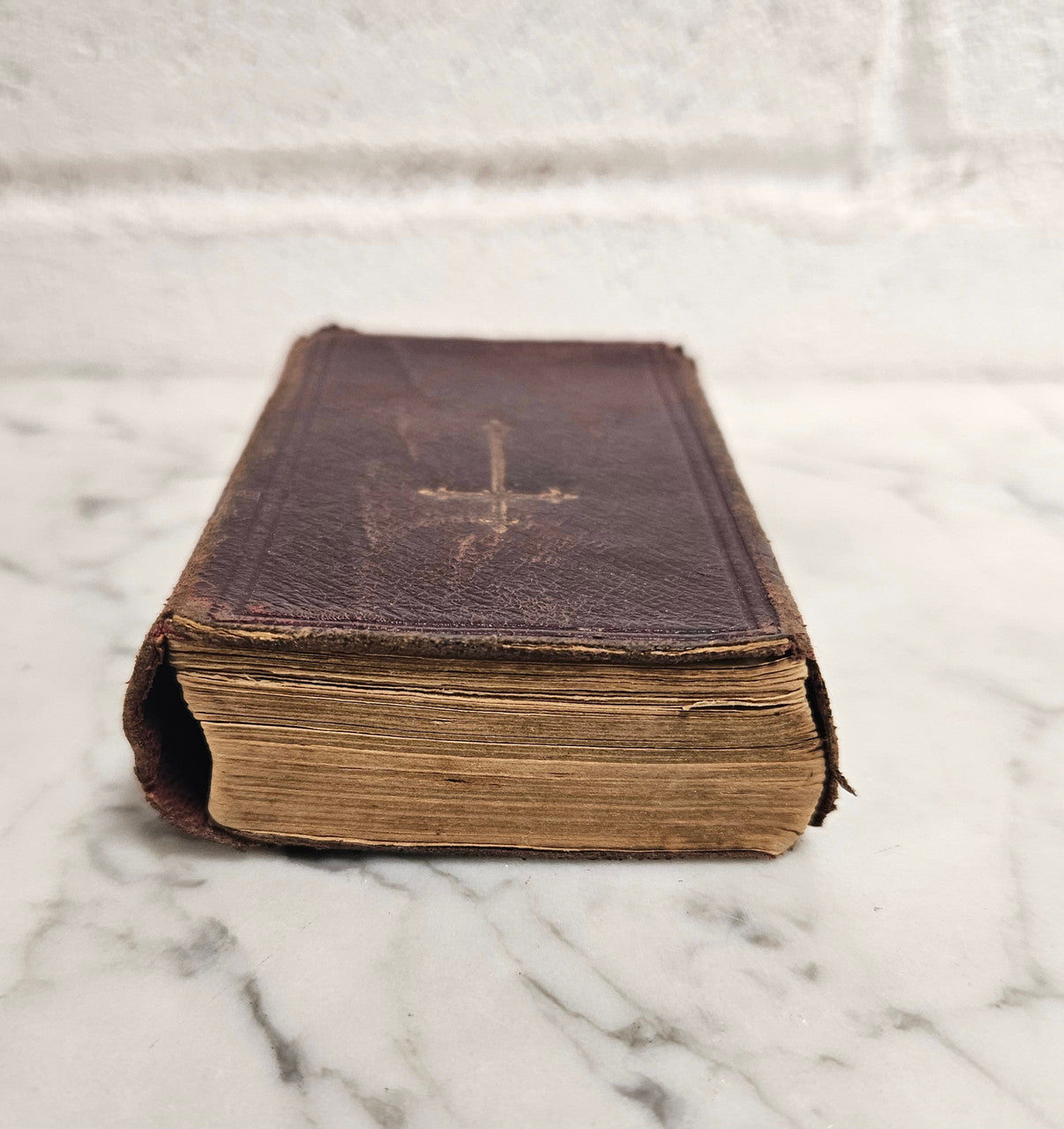 Very small antique leather bound Key of Heaven Manual of Prayer Book printed by M H Gill & Son Dublin. Condition commensurate with age.