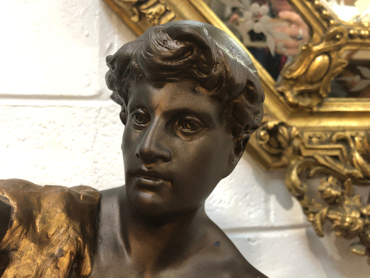 Fabulous French 19th Century cold painted Spelter Statue ( Le Force) in good original condition.