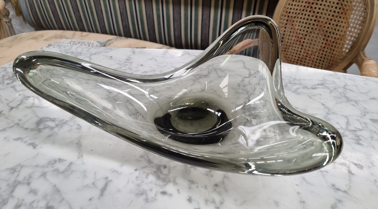 Holmegaard Danish Large Wavy Smoky Glass Bowl