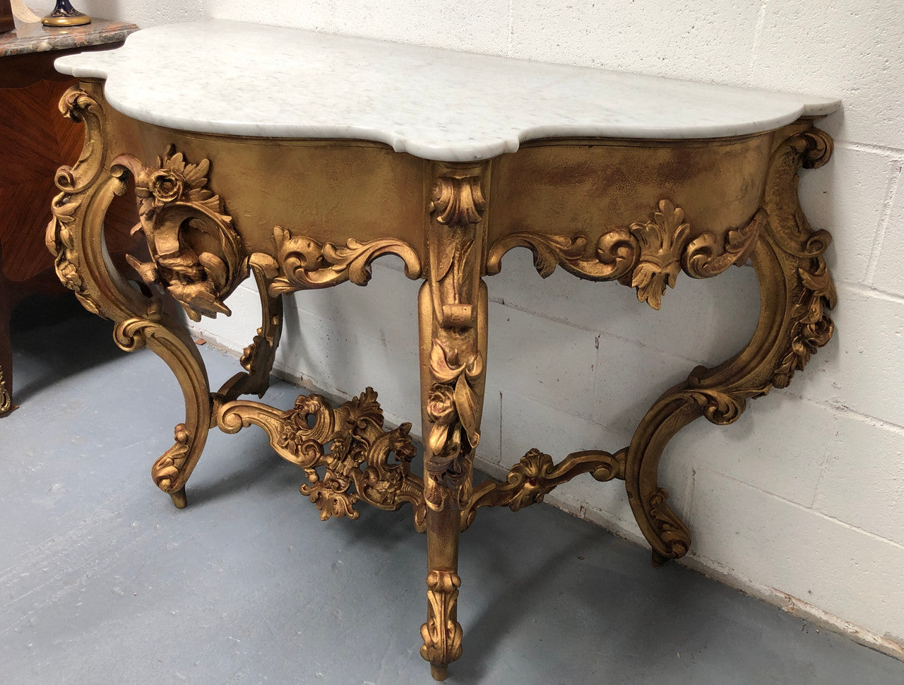 A very grand 19th century French marble top giltwood console. In very good original condition. Circa 1880.