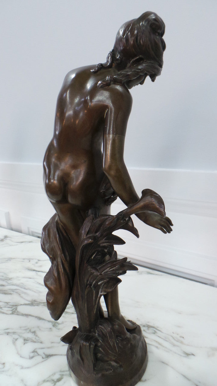 Rare French Bronze Statue Lady Figurine