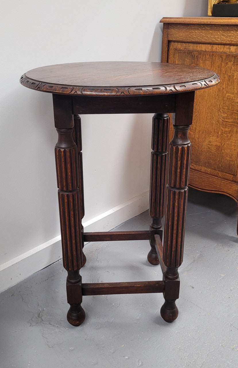 Round Tudor Oak Occasional Table Circ: 1930;s In good detailed condition.