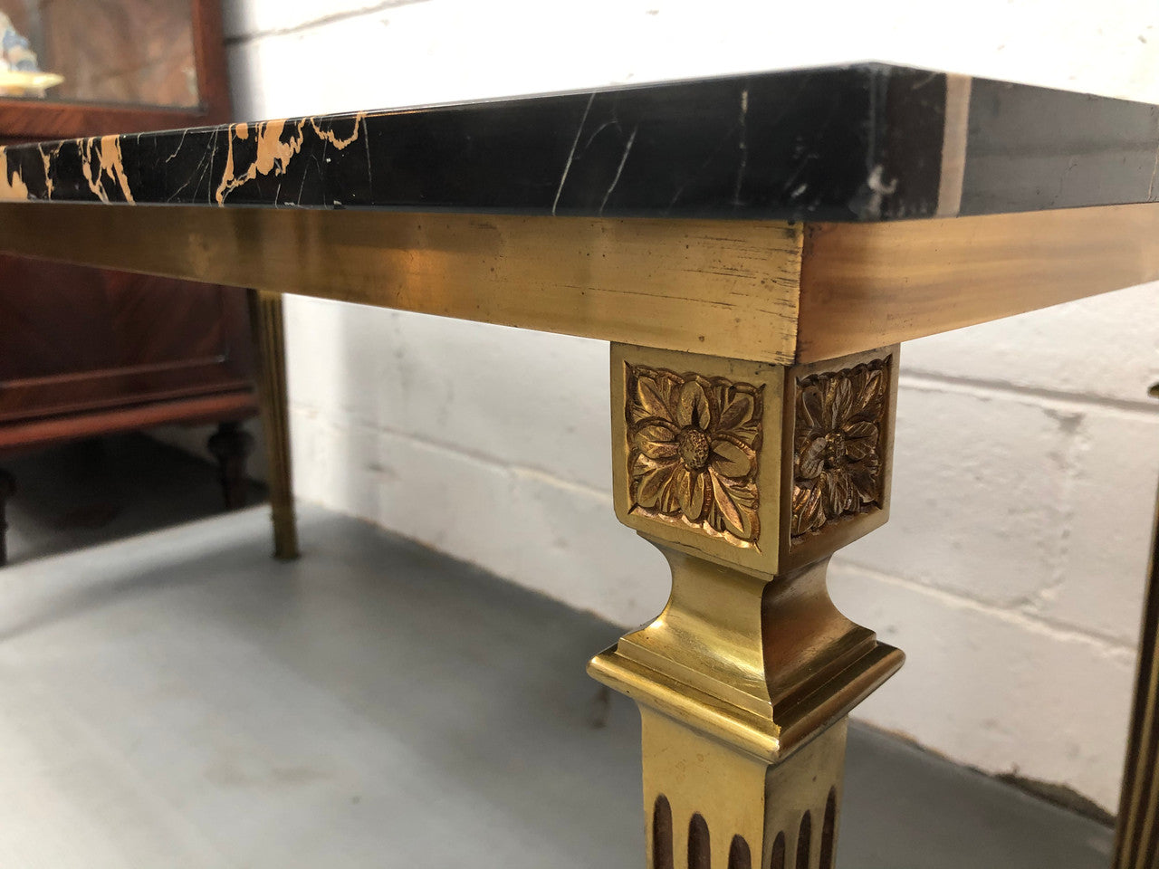 French Art Deco Coffee Table With A Portoro Marble Top
