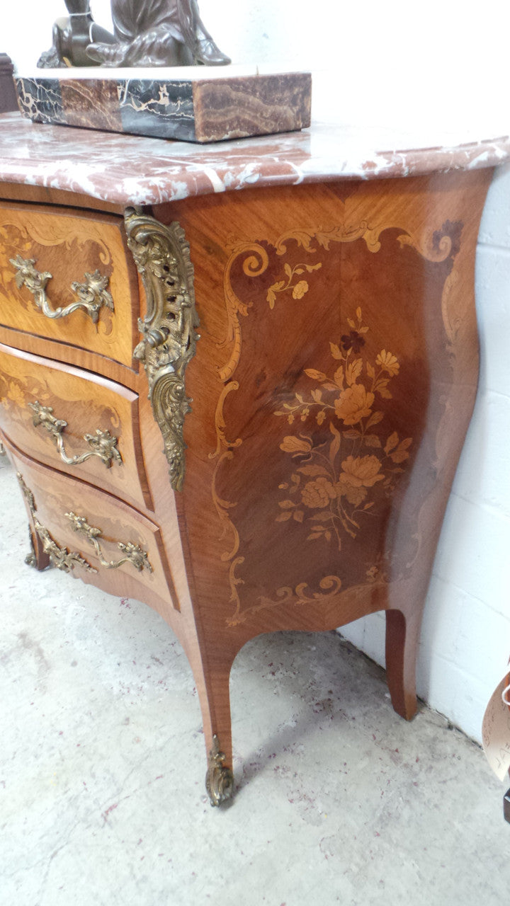 French Louis XV Style Commode With Marble Top