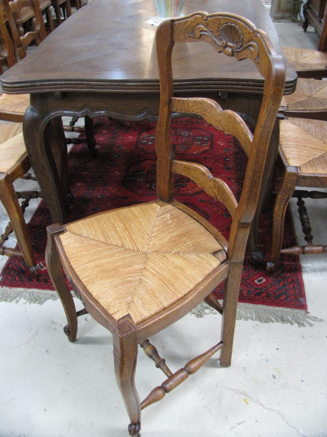 Set of 8 French Oak Dining Chairs-1