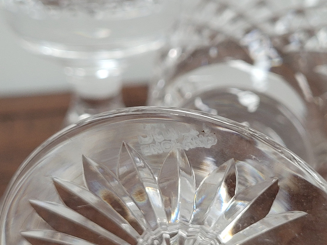 Set of six Stuart crystal “Henley” pattern wine glasses. In good original condition with no chips or cracks.