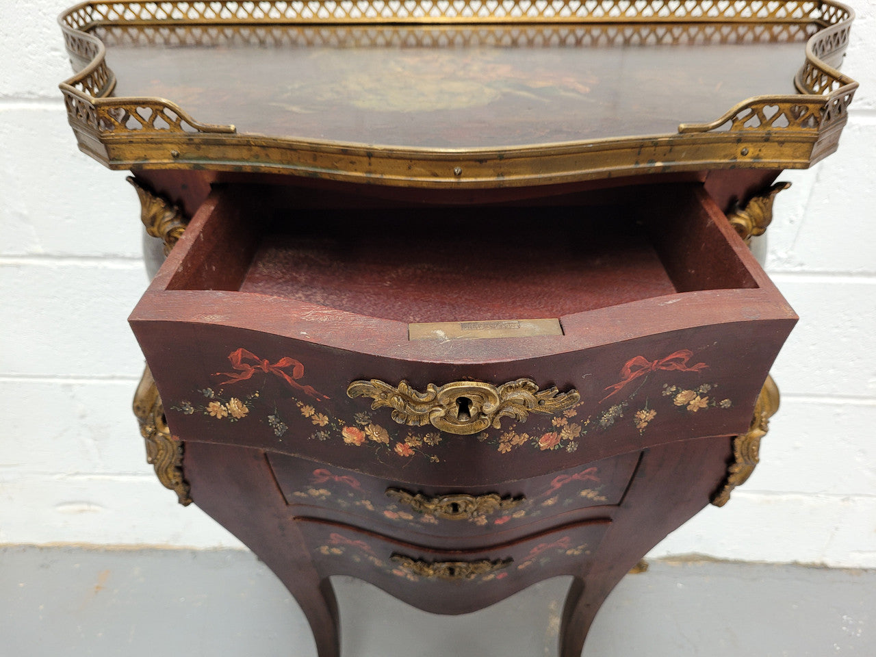 Rare French Louis XV Style Hand Painted Miniature Bombe Commode