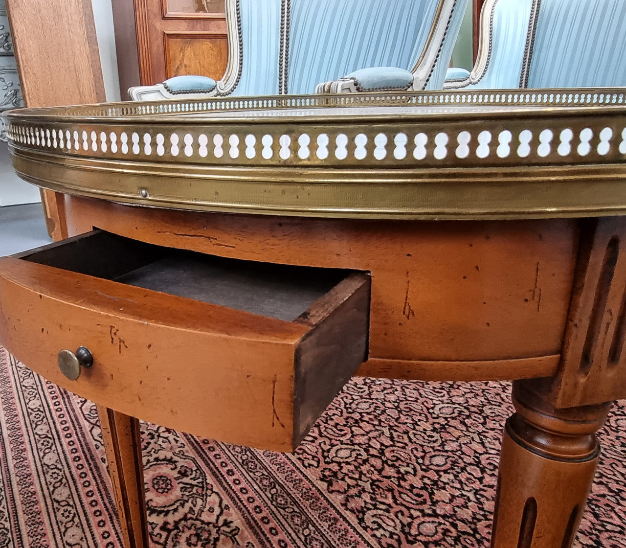 Louis XVI Style Mahogany Marble Top Bouillotte Table