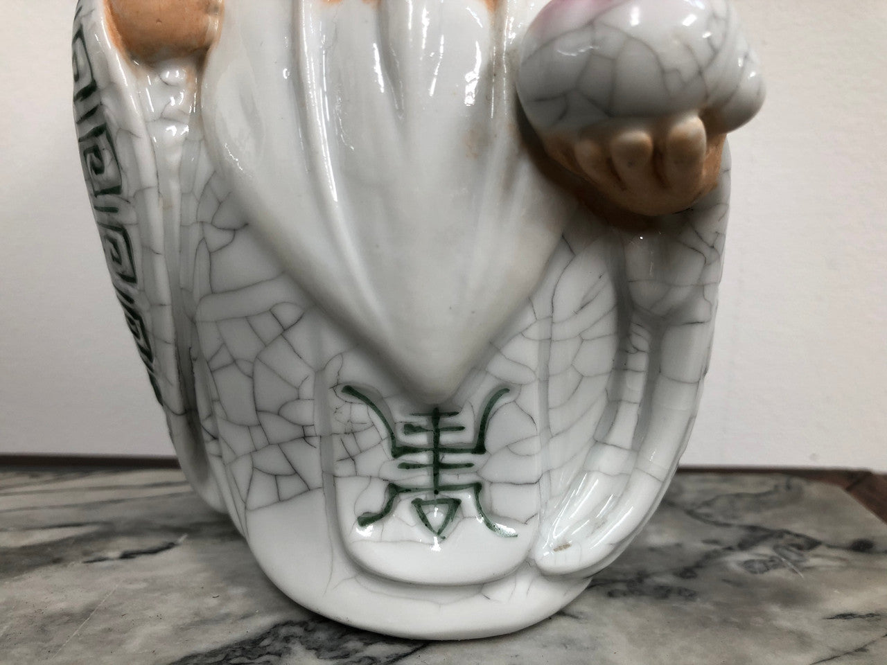 Vintage Chinese Immortal figurer of Sau holding a peach.