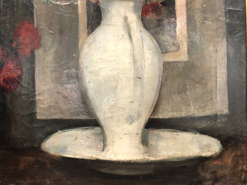 A very striking large Dutch signed oil on canvas painting. It has beautiful vibrant colours and has been sourced from France. It is in an original gilt frame and in good condition.