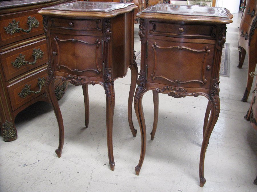 Pair of French Walnut Bedside Cabinets