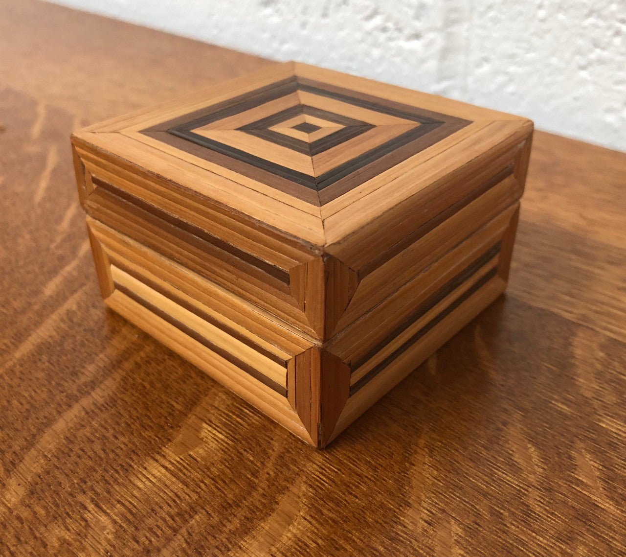 Vintage Square Parquetry Wooden Box