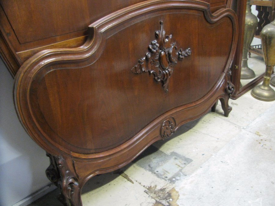 French Walnut Louis XV Style Bed