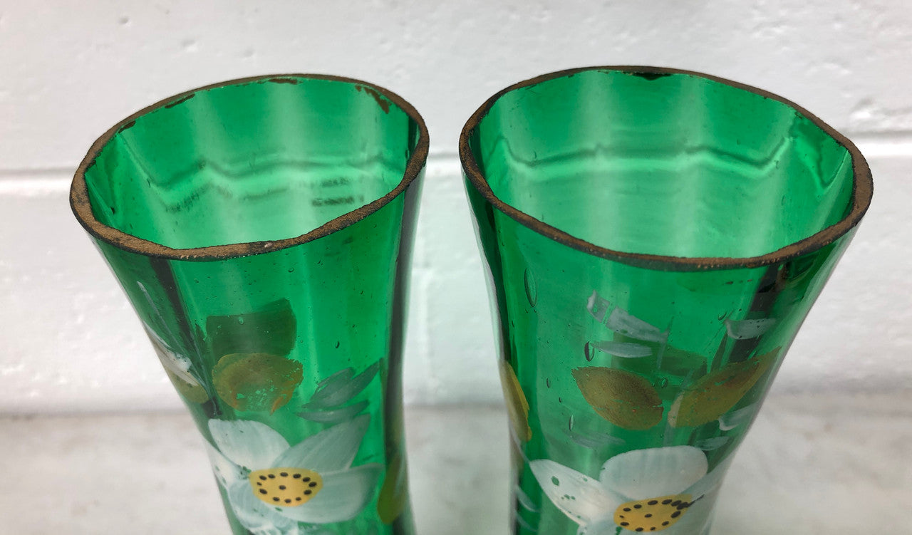 Beautiful Pair of hand painted glass Vases