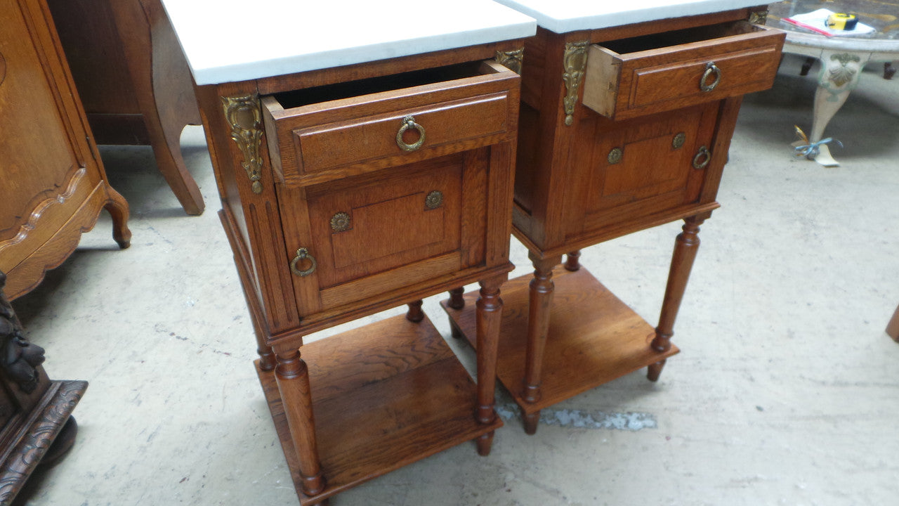 Pair of French Oak Bedside Cabinets-8