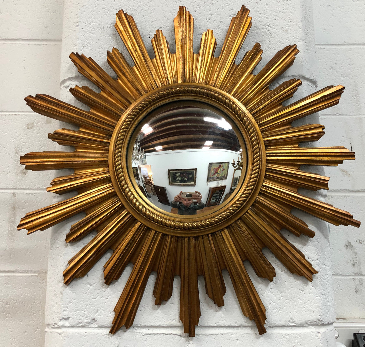 Belgium Gilt Star Burst Convex Mirror