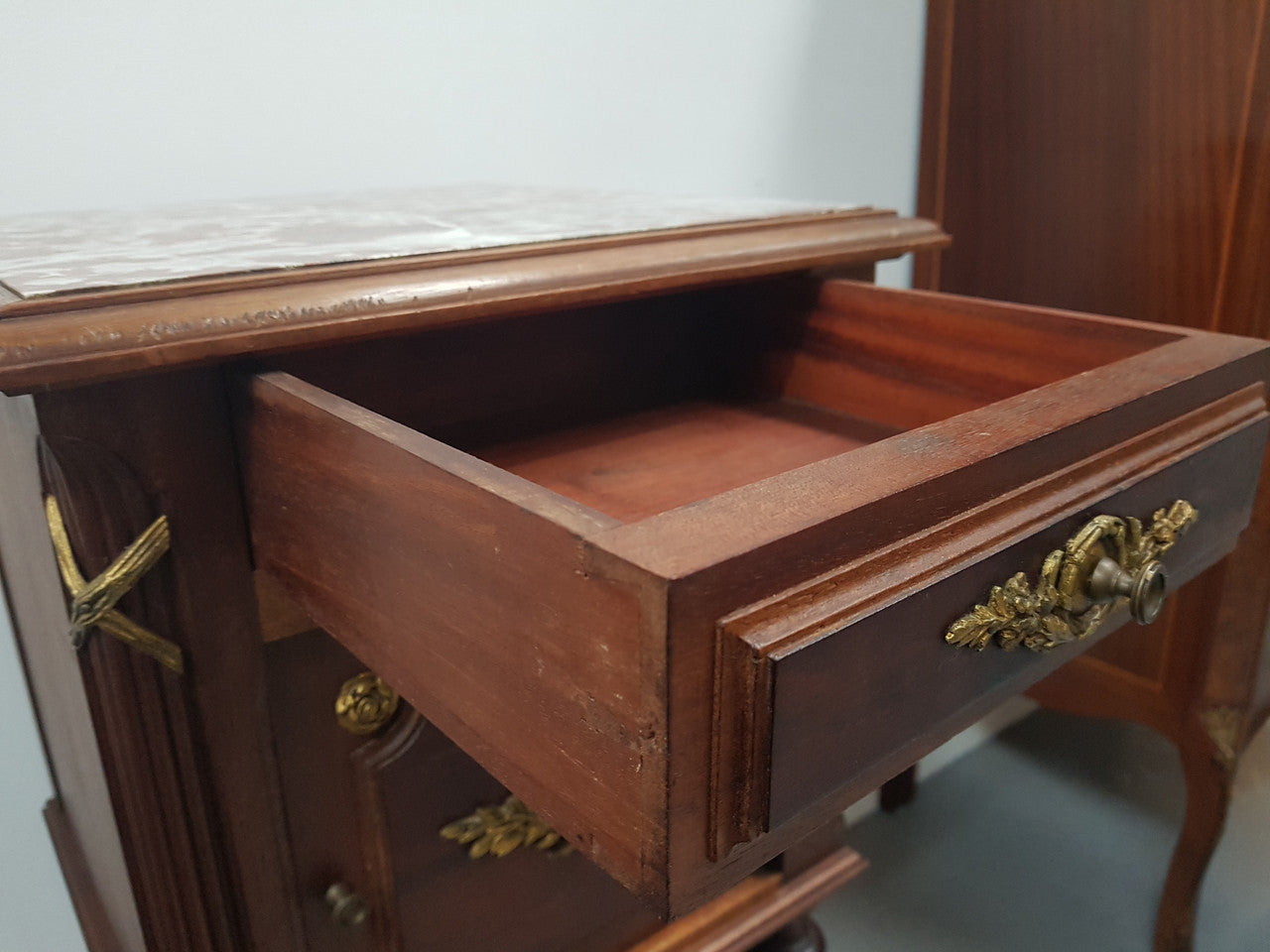 French Walnut Louis XVI Style Single Bedside Cabinet