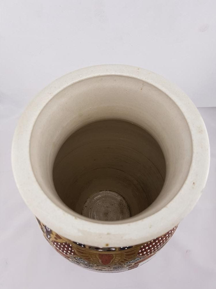 Pair Of Late Victorian Hand Painted Japanese Satsuma Porcelain Vases