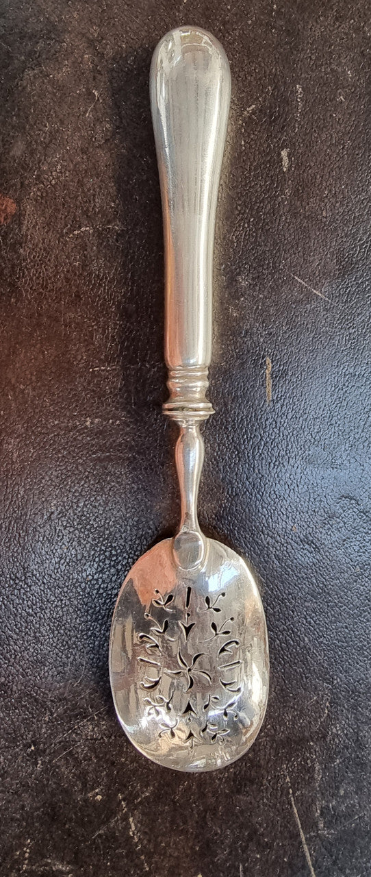 Lovely decorative Antique continental silver sifting spoon, in good original condition.