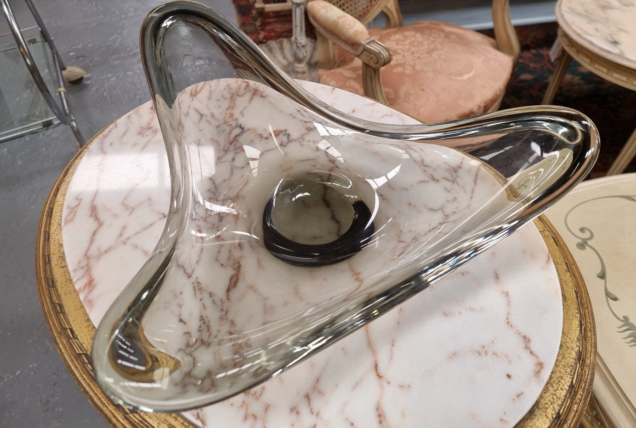 Holmegaard Danish Large Wavy Smoky Glass Bowl