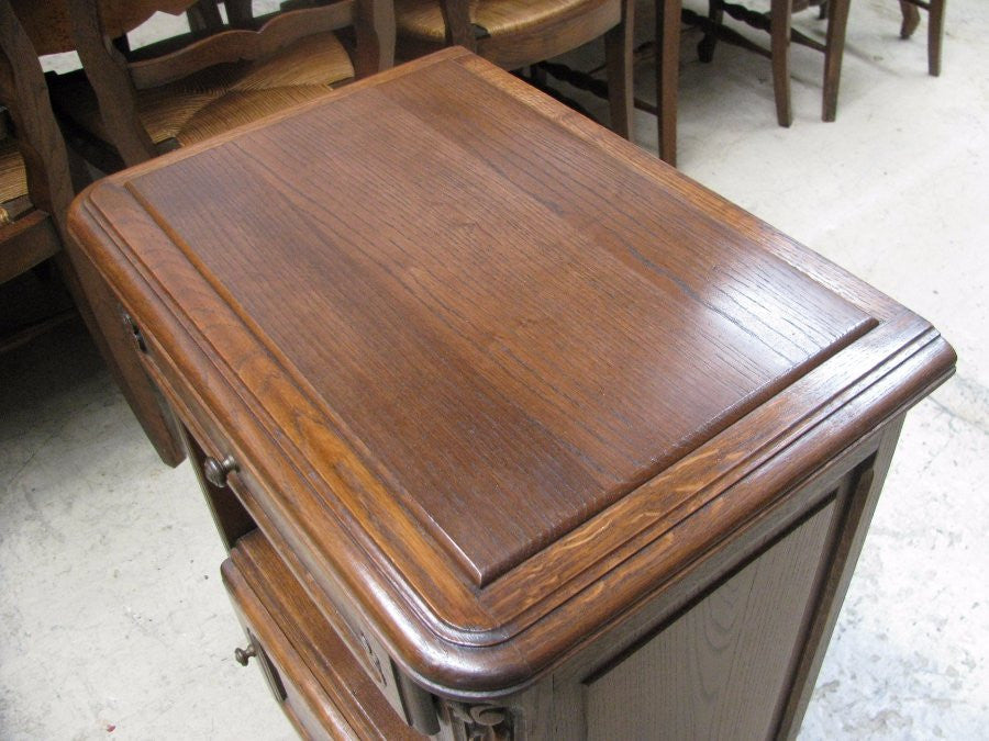 French Oak Bedside Cabinet-1