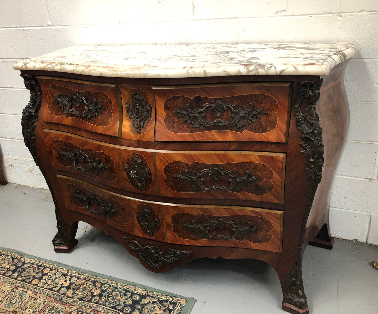 Antique French Louis XV Style Bombe Commode