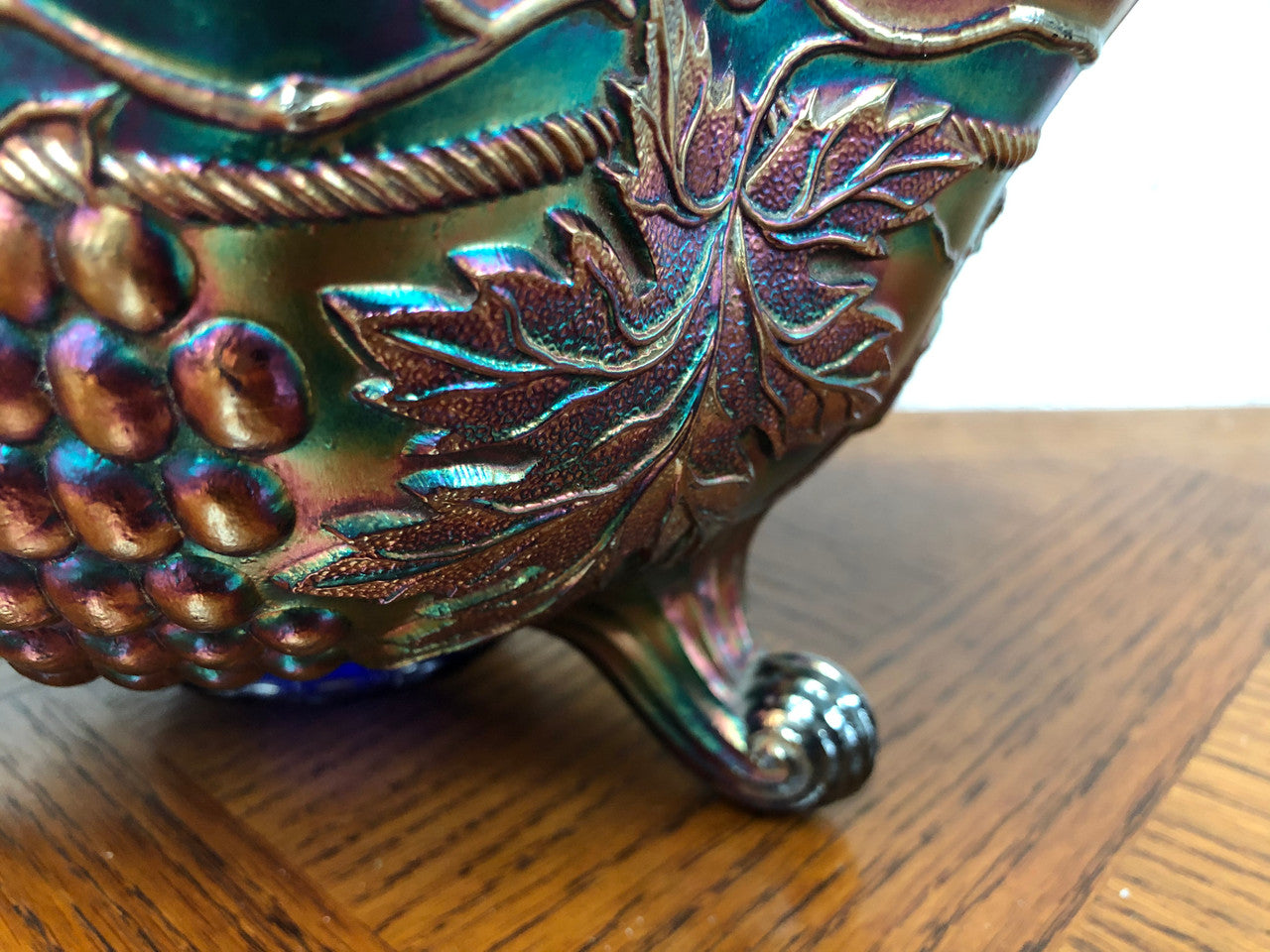 Large Cobalt Carnival Glass Bowl