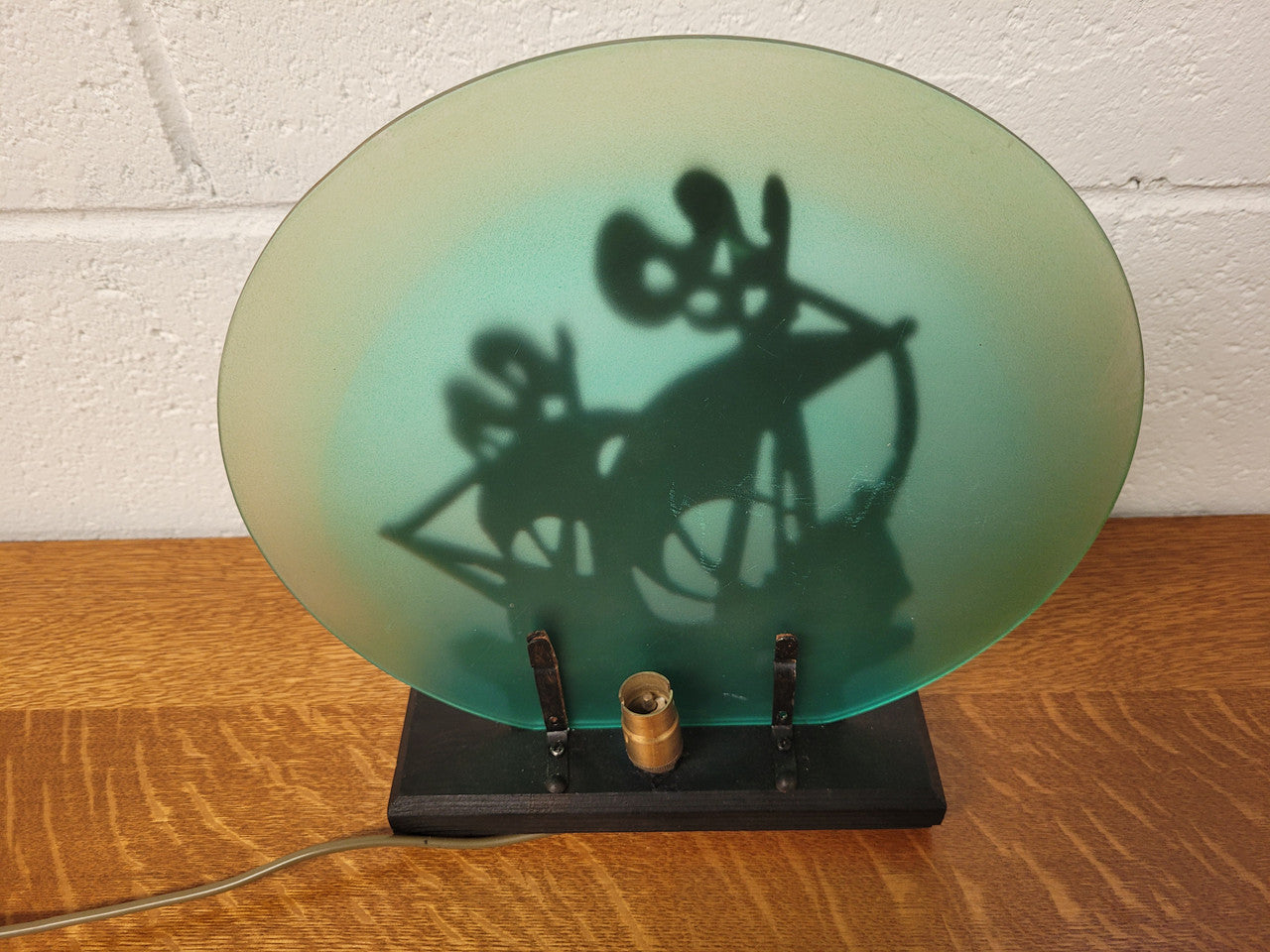 Art Deco bronze glass ships lamp. It has been rewired and is from circa 1920's.