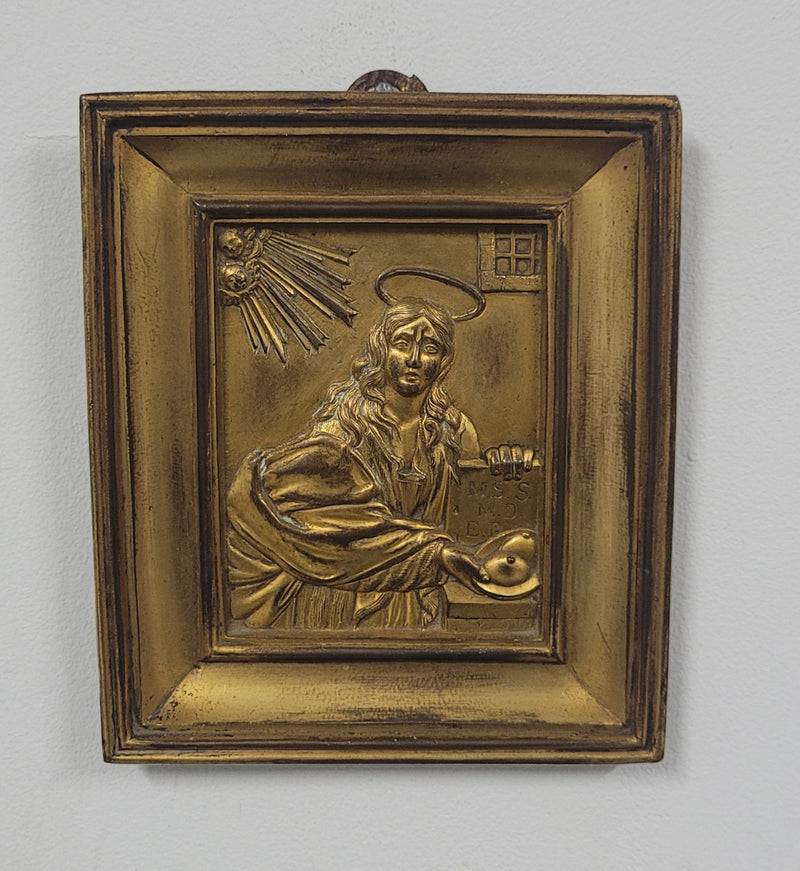 19th Century gilt bronze religious plaque. It is in good original condition, please view photos as they help form part of the description.