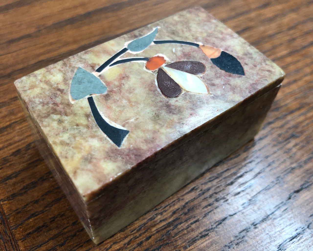 Vintage Hand Made Marble Inlaid Marble Trinket Box