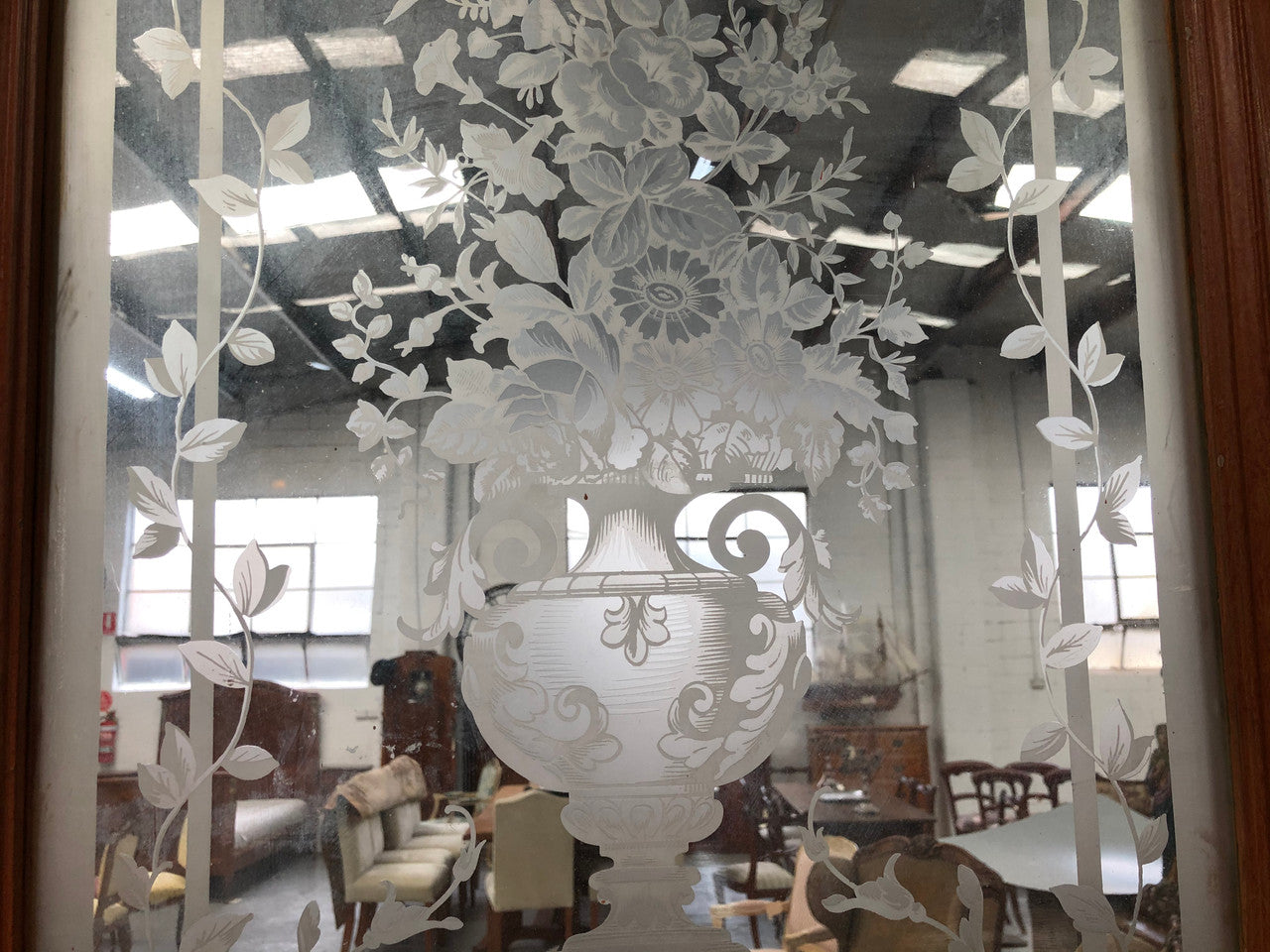 Pair of French Antique 19th century doors. They have beautiful acid etched panels and are in good original condition.