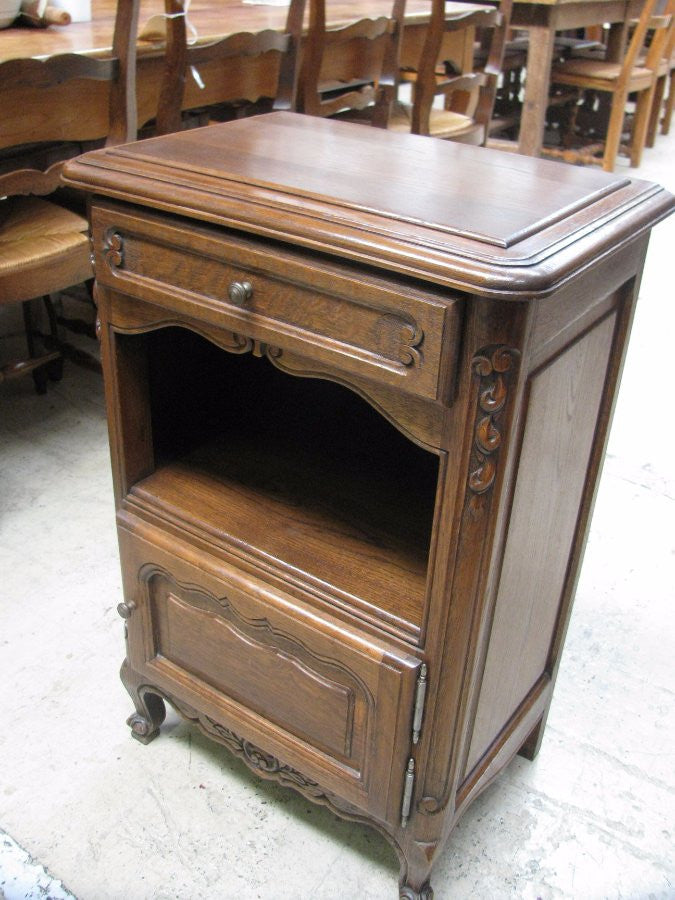 French Oak Bedside Cabinet-1