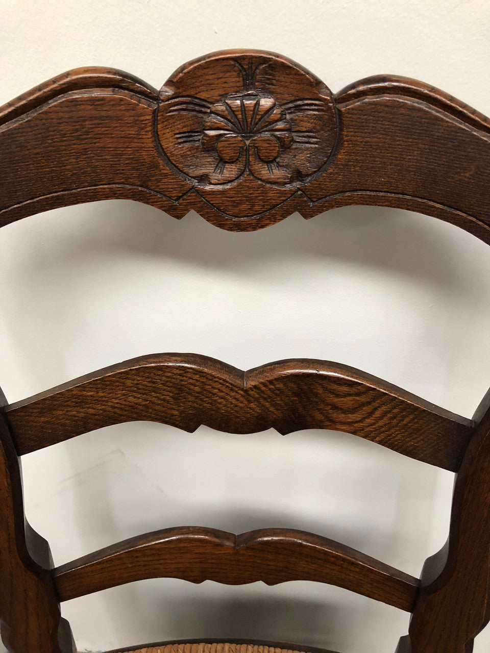 Lovely Set Of Six French Oak Rush Seat Dining Chairs