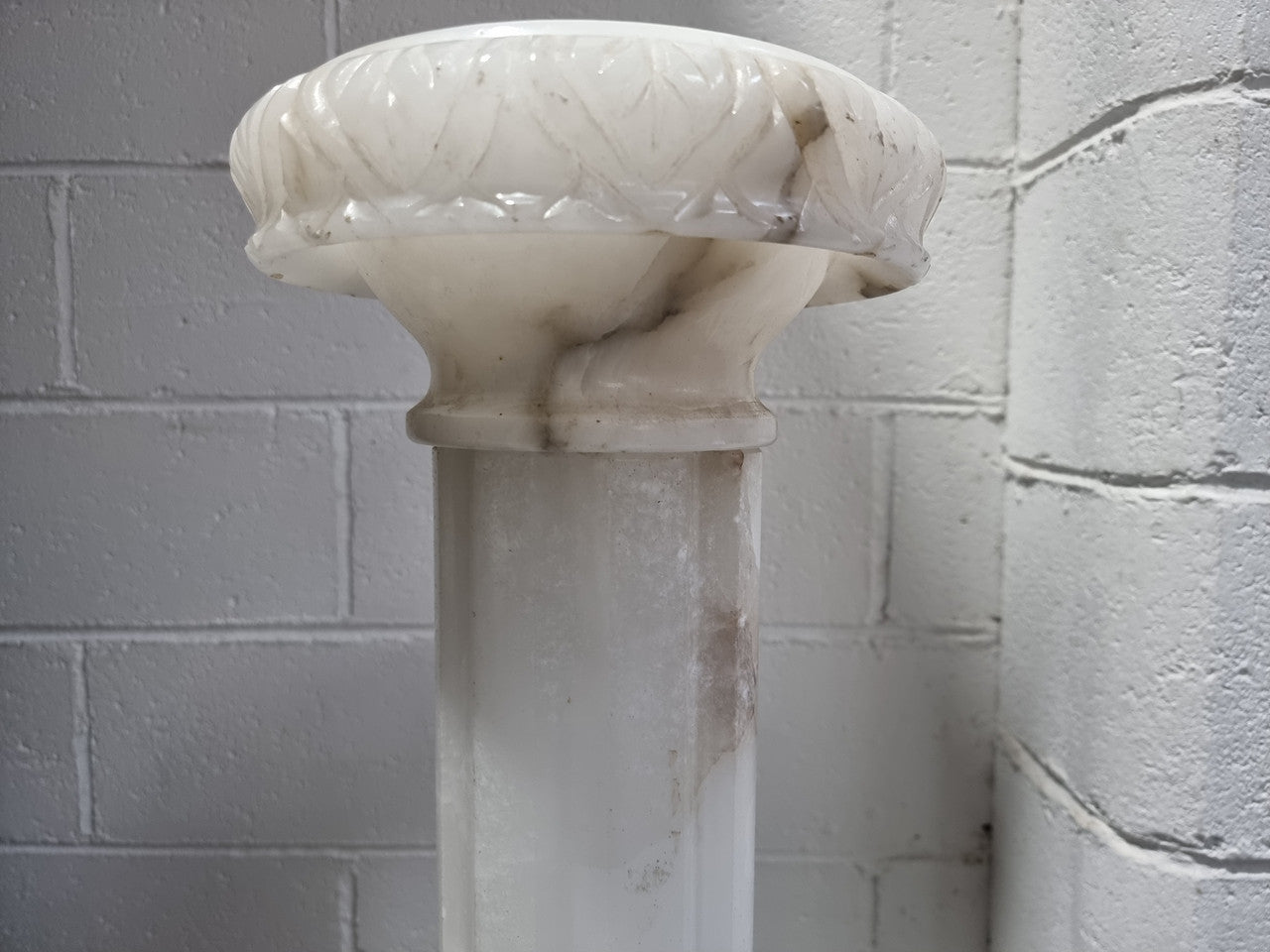 Electrified French White Alabaster Pedestal