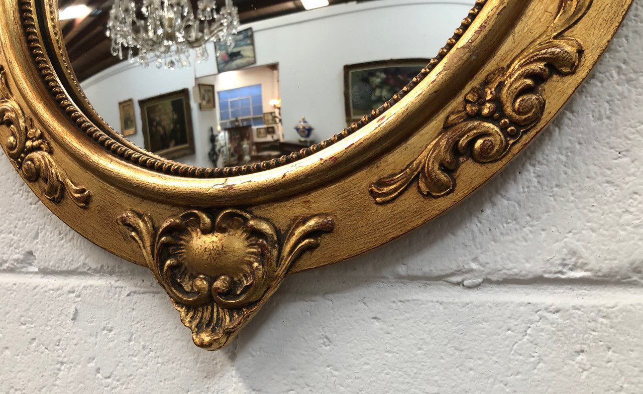 Wooden Antique Gilt Frame Convex Mirror