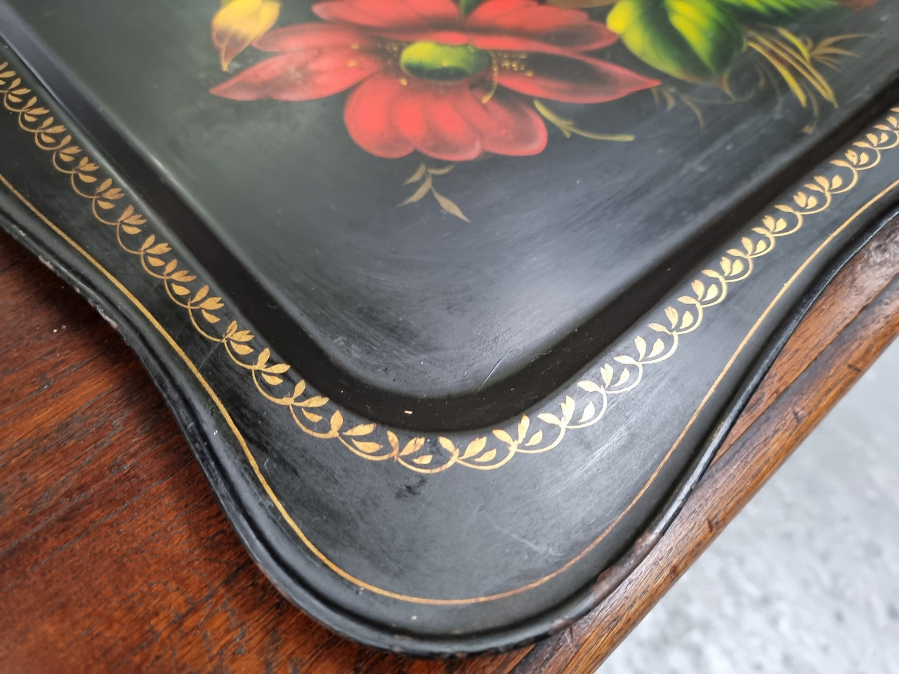 Fabulous 19th Century Finely Hand-Painted French Toleware Tray