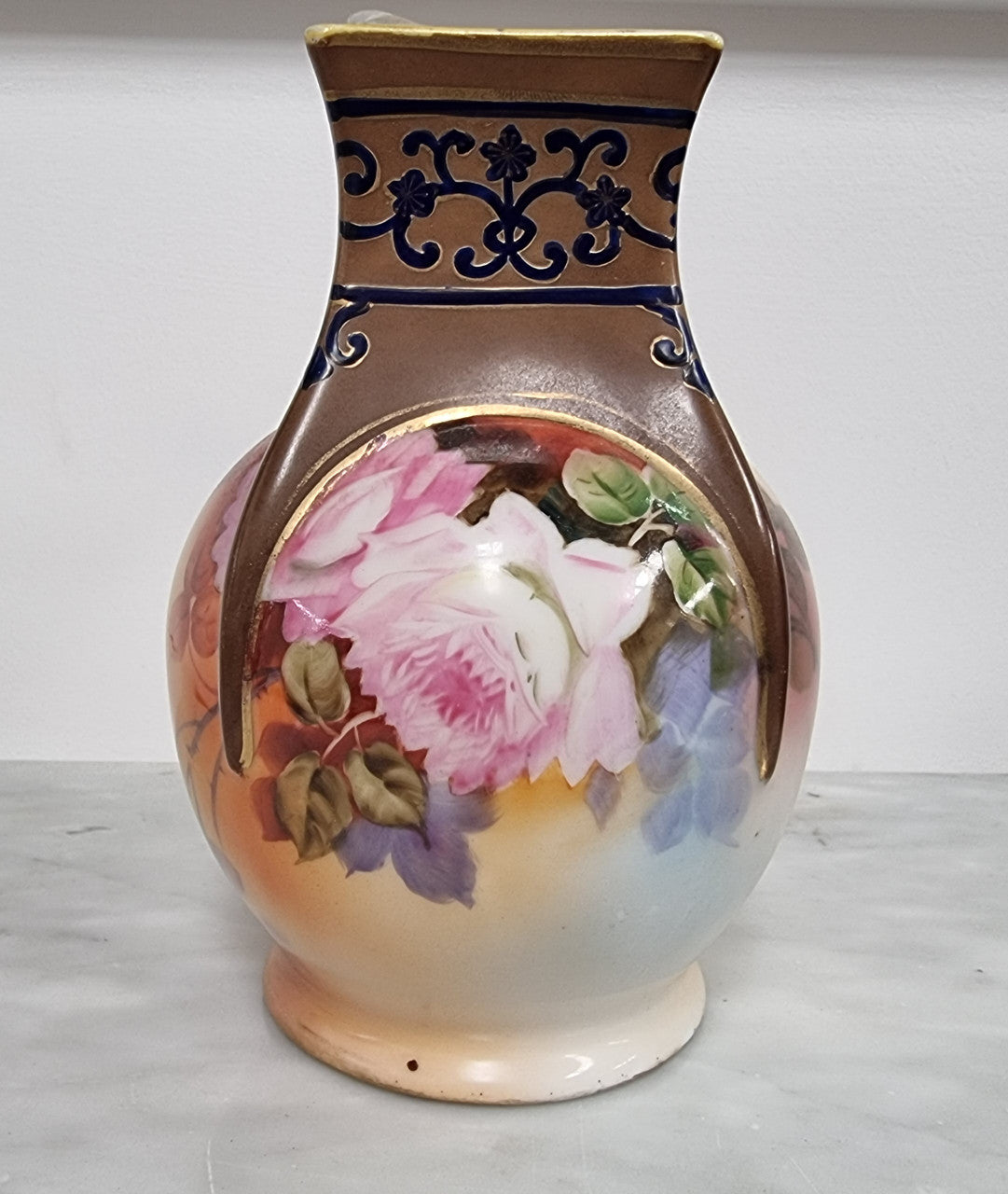 Rare Noritake Vase With Floral Scene