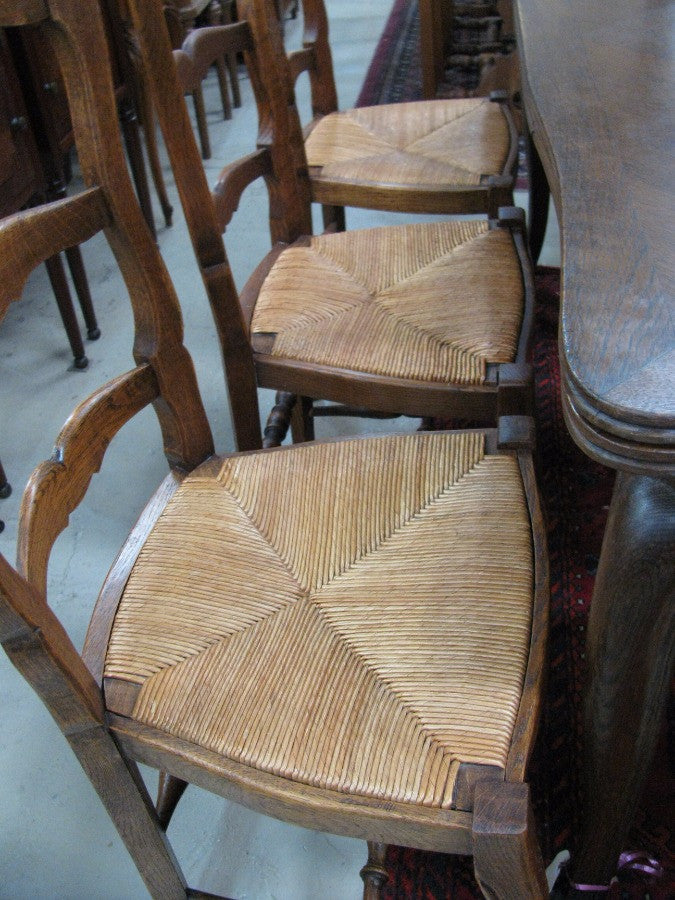 Set of 8 French Oak Dining Chairs-1