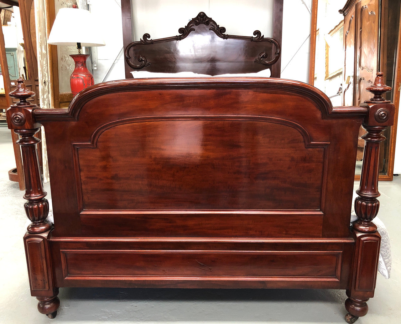 Antique Carved Mahogany Half Tester Poster Bed