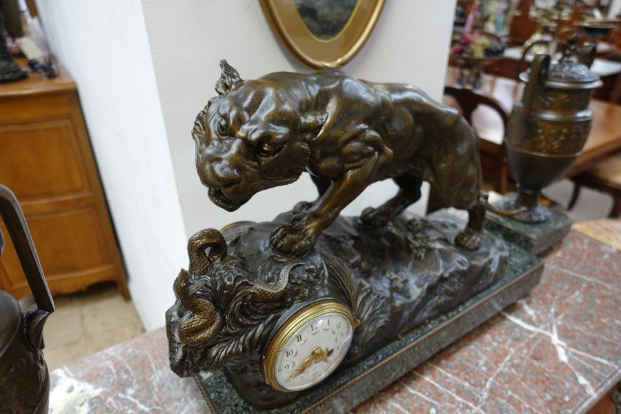 French Cold Painted Spelter And Bronze Set