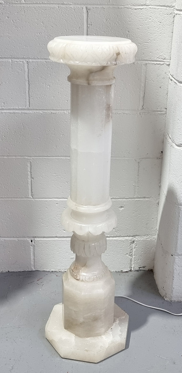 Electrified French White Alabaster Pedestal