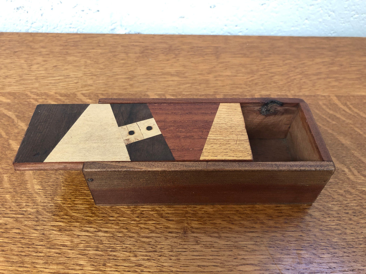 Vintage Parquerty Box With Sliding Lid