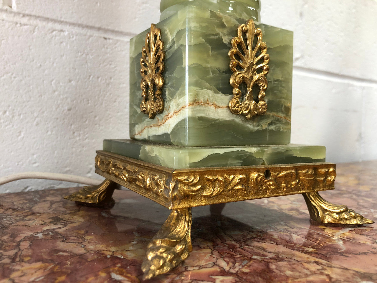 Pair Of French Onyx Lamps With Shades
