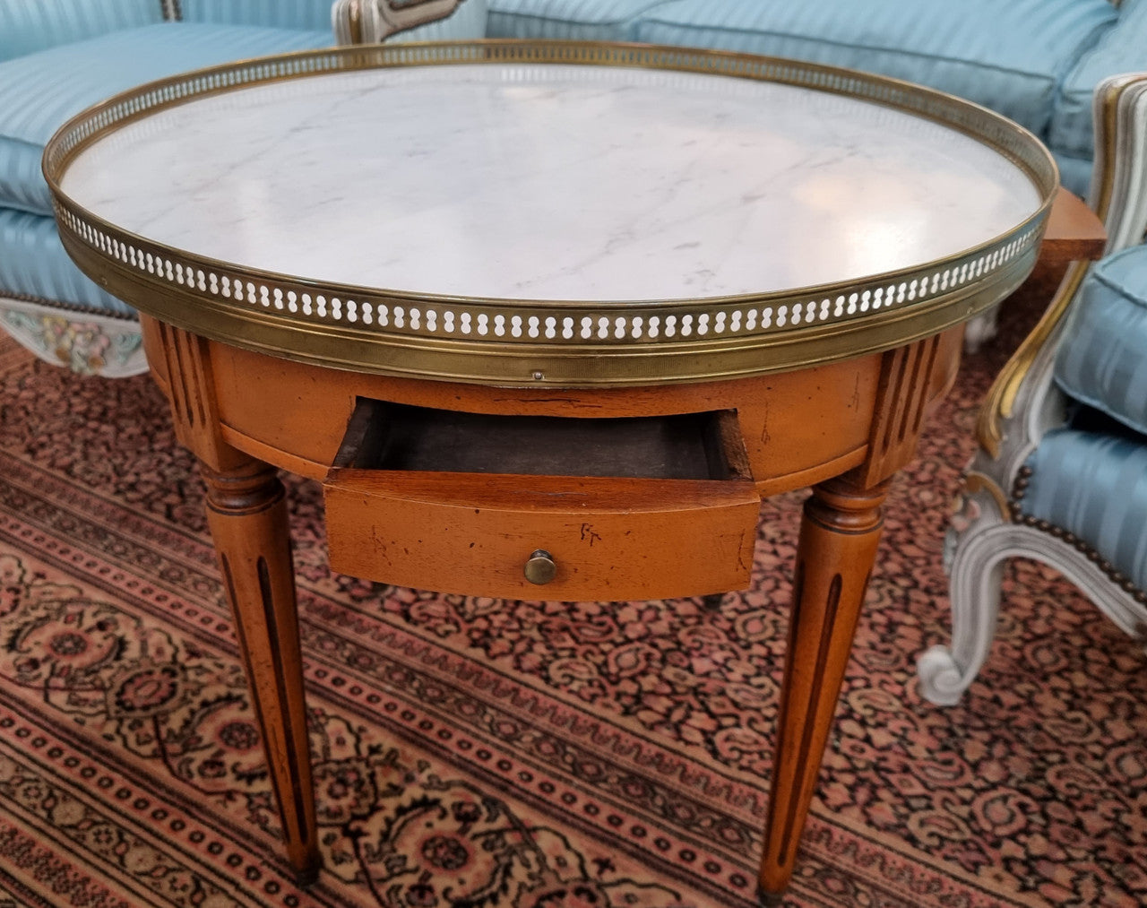 Louis XVI Style Mahogany Marble Top Bouillotte Table