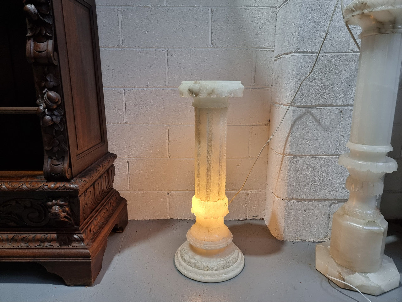 White Alabaster Floor Lamp Column Pedestal