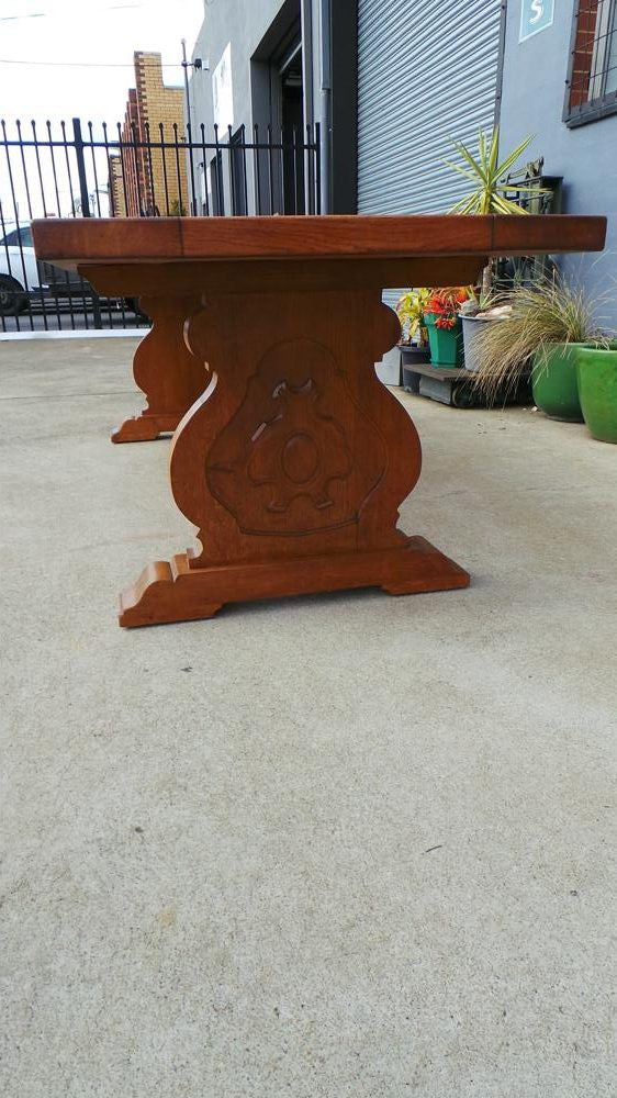 Large French Monastery Dining Table With A Stretcher Base